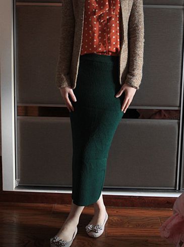Stylish New Side Crotch Slim Fit Knitted Long Skirt