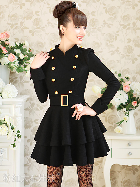 Hot Sale Double Breasted Stand Collar Slim Long Coat