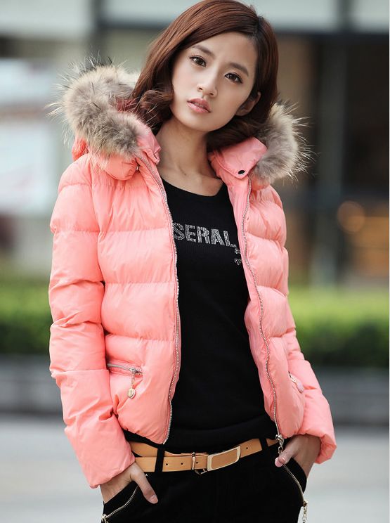 Korea Vogue Warm Pink Puffer Coat,Short Coat
