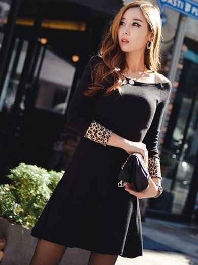 Euro Style Winter Fall Pure Color POLO Neck Long Sleeve Dress