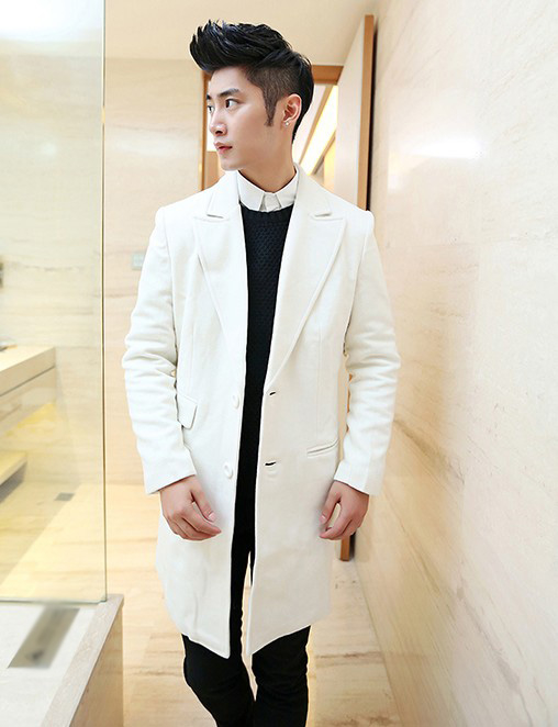 2014 Korean Style Fashion Woolen Coat Cozy Lapel Long Sleeve White ...