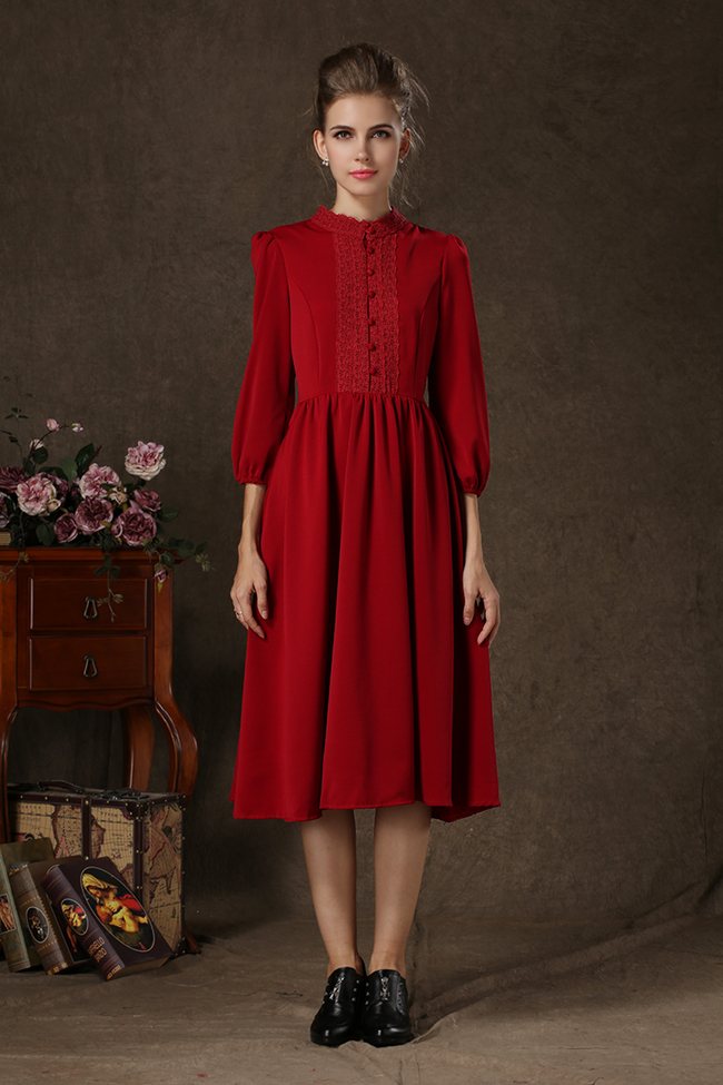 Vintage Red Dress Long Sleeve Online ...