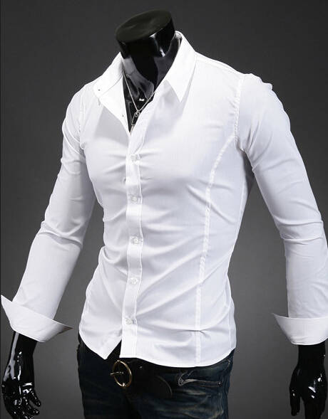 New Fashion Men Shirt 100% Cotton White Formal Fitness Workmen Shirt