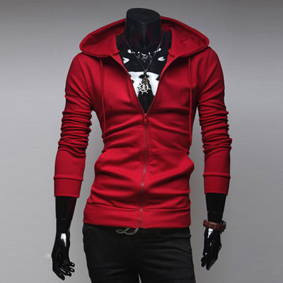Newest Fall Design Men Hooded Collar Long Sleeve Zipper Up Solid Color ...