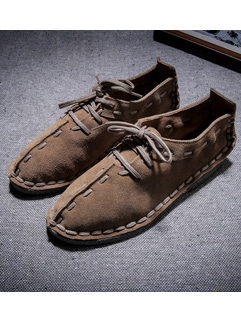Japanese Style High Quality Men Slip On Solid Color Suede Shoes