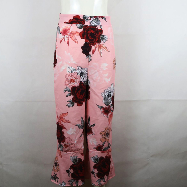 Wholesale Euro Floral High Waist Pink Loose Pants LMG070249PN ...